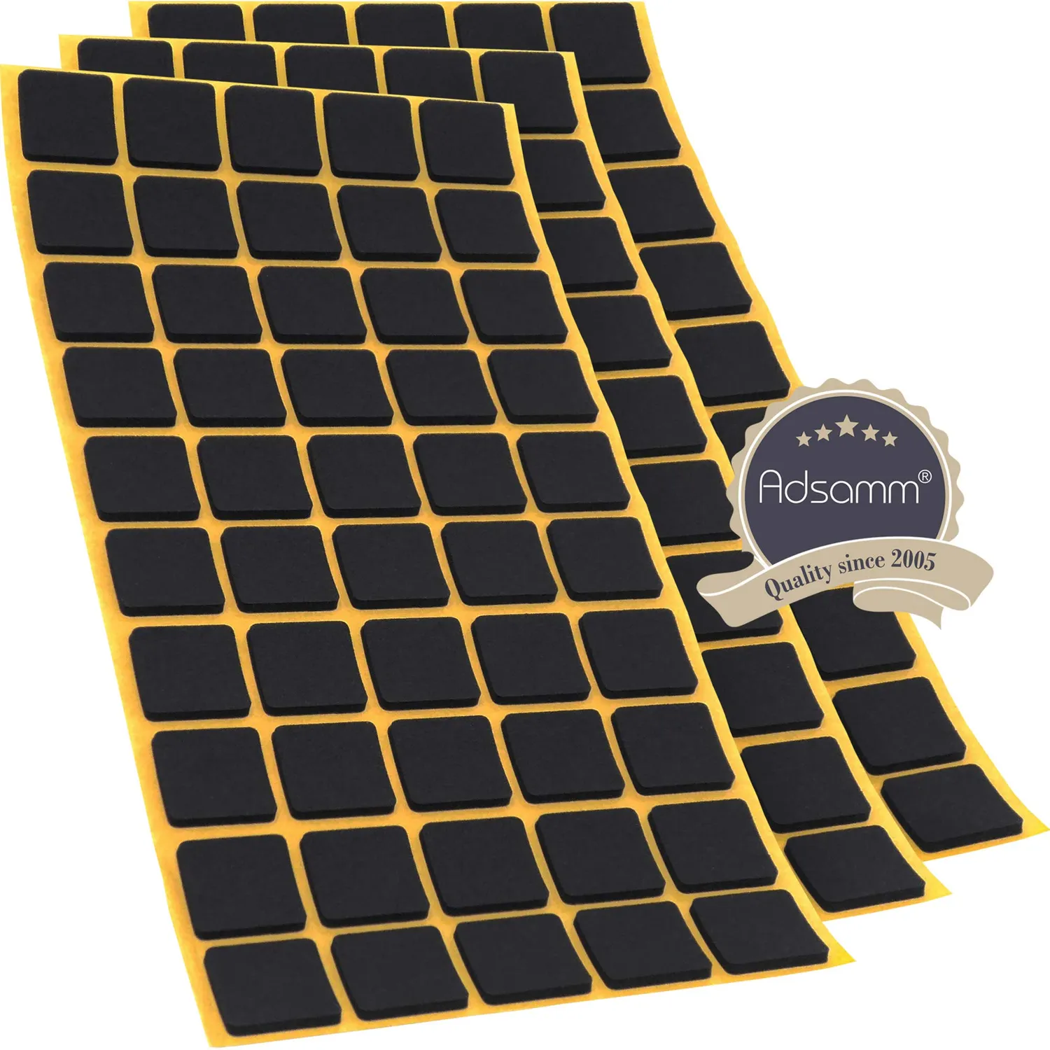 Adsamm antiscivolo gommini quadrati 20x20 mm neri 150 pezzi gomma