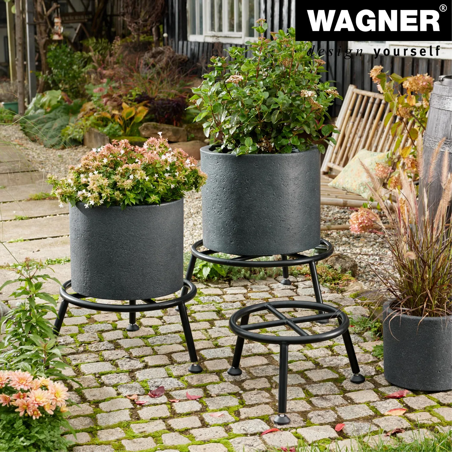 Wagner Retro GH 0680 portavaso acciaio Ø38 nero 25 cm