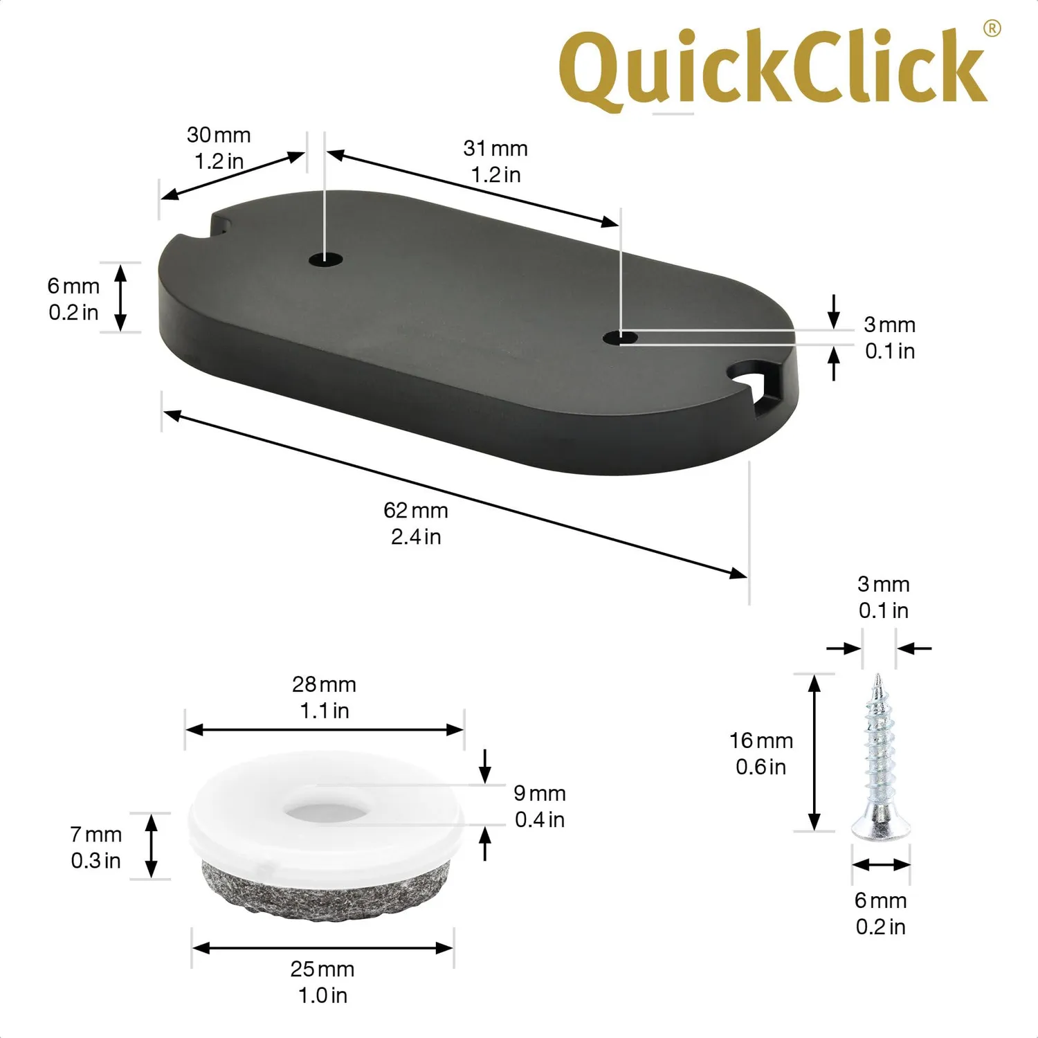 WAGNER QuickClick feltrini avvitare 62x30 mm ULTRASOFT lana