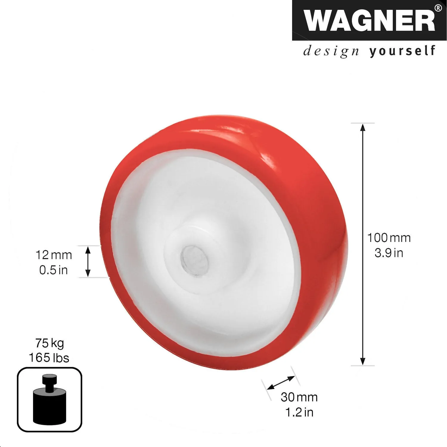 Wagner RO 9800 04980001 ruota ricambio Ø 100 mm rosso/bianco 75 kg