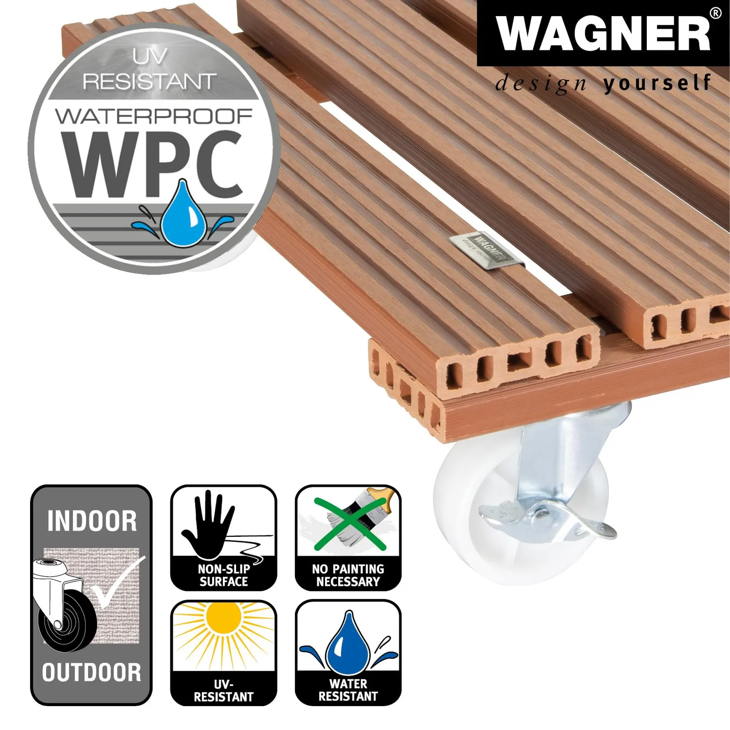 Wagner WPC Carrello Piante 38,5 cm Terracotta 120 kg