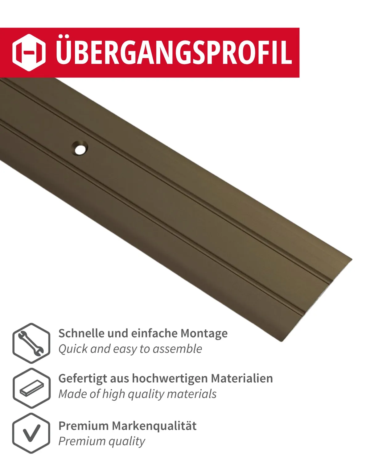 Gedotec Profilo Transizione Bronzo 100 cm Alluminio