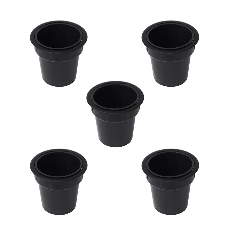 Emuca Pot portaoggetti da incasso nero foro 80 mm 5 pezzi