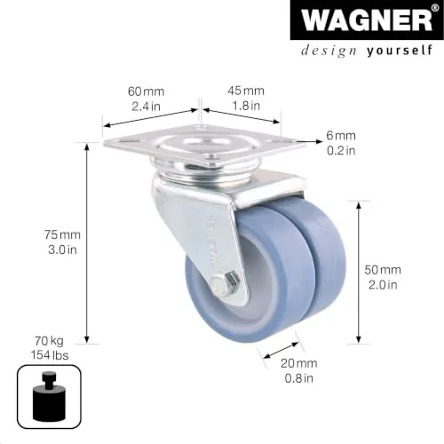 Wagner ECO RO 1552 rotella girevole morbida 50 mm 70 kg
