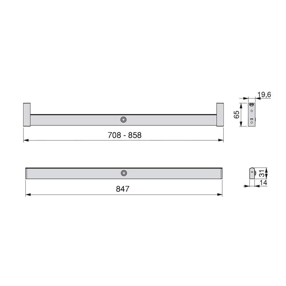 Emuca Asta Appendiabiti LED 708-858 mm Alluminio Sensore