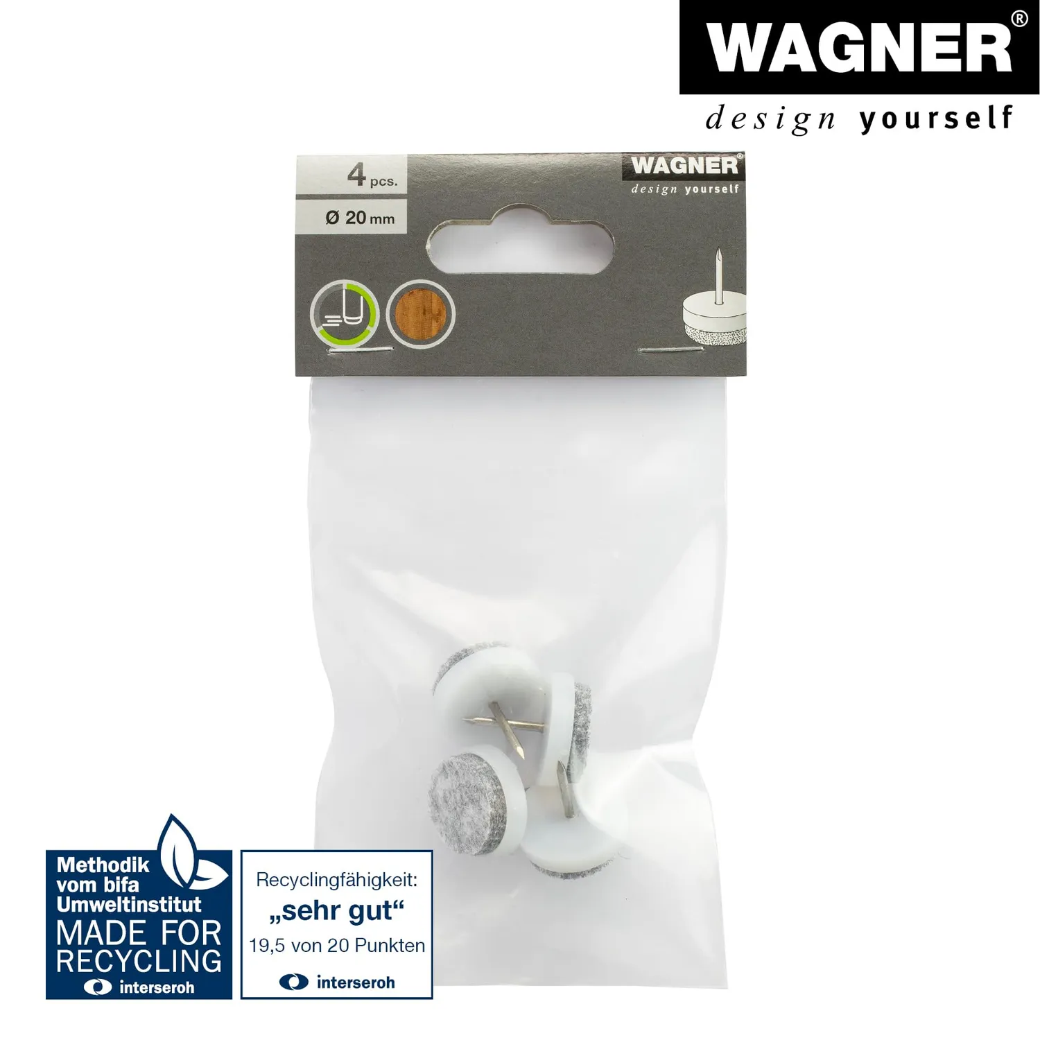 Wagner EH 0820 feltrini da inchiodare 4 pezzi Ø20 mm feltro 4mm