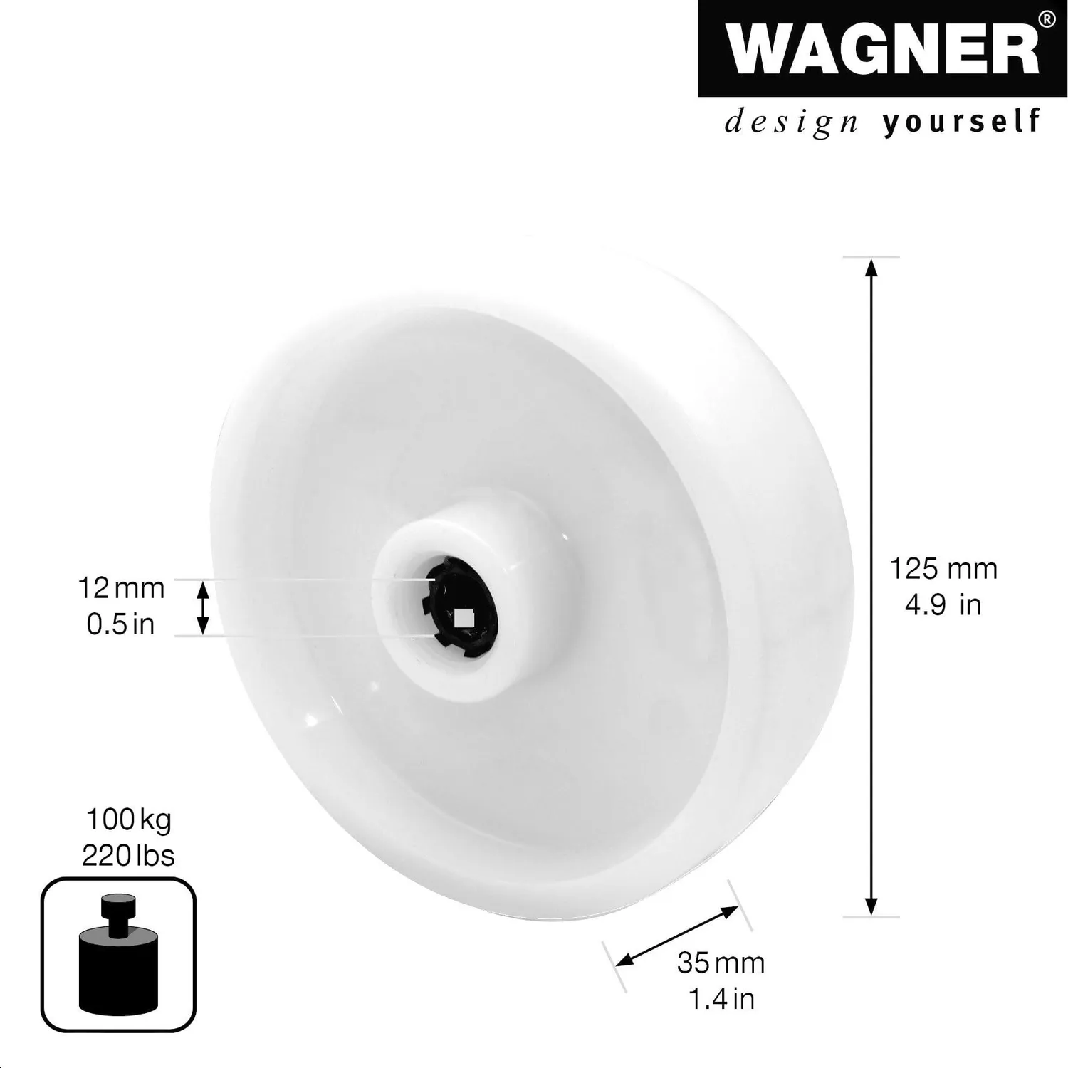 Wagner 04952501 ruota ricambio 125 mm bianca