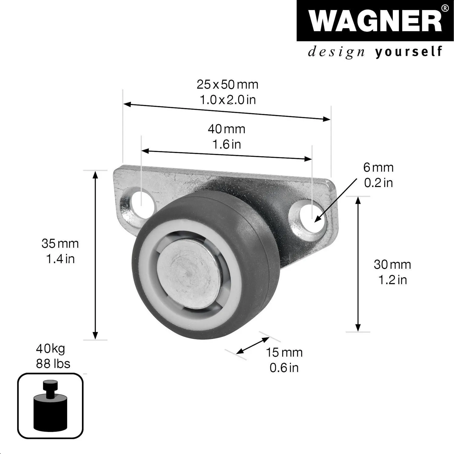 WAGNER Design RO 0759 rotella bianca 30 mm 1 pz rigida