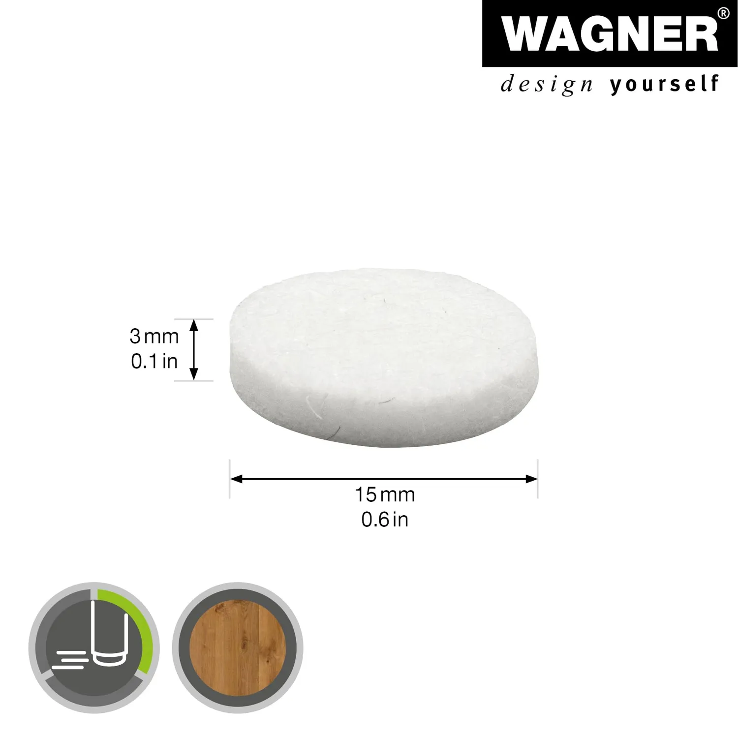 Wagner EH 1214 feltrini adesivi Ø15 mm bianchi 24 pz feltro