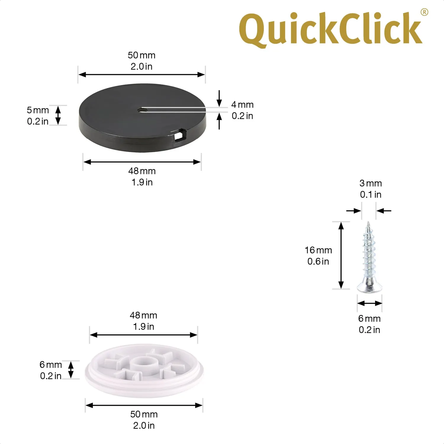 Wagner QuickClick scivoli avvitare ø 50 mm plastica Hyper 4 pezzi