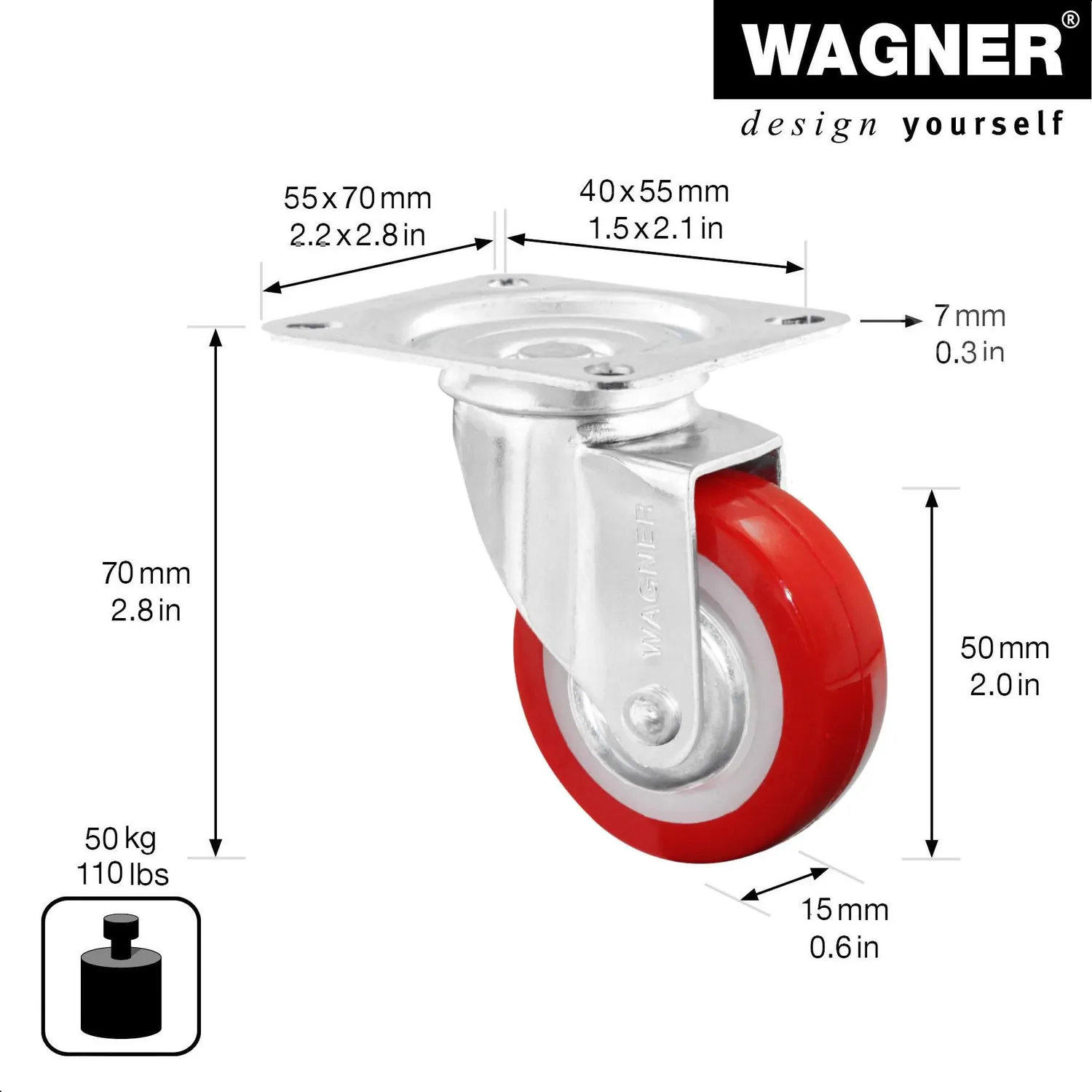 Wagner RO 2150 01215001 rotella morbida Ø50 mm 50 kg