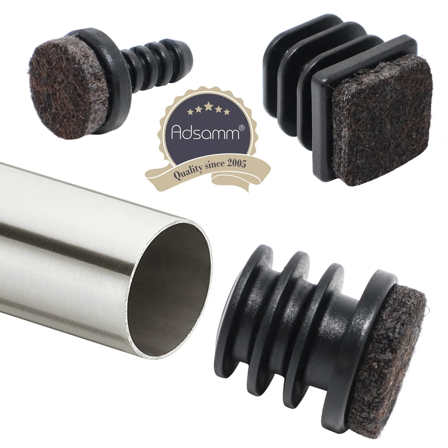 Adsamm puntali quadrati 16-18 mm 100 pezzi con feltro nero
