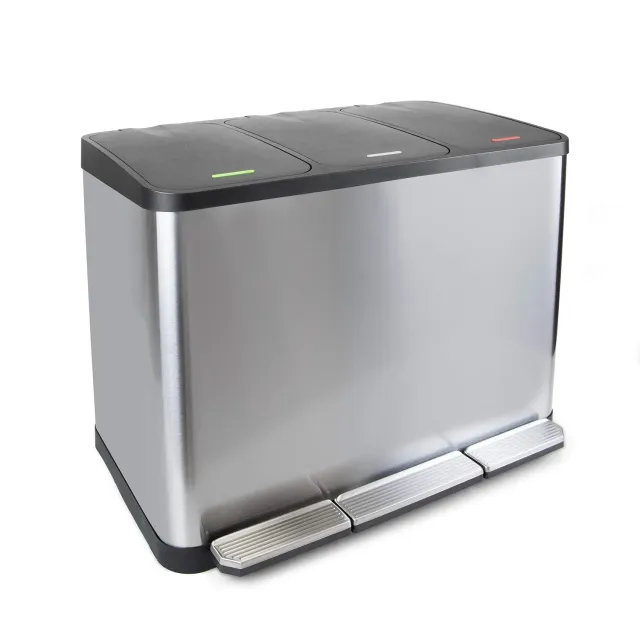Emuca Harmony pattumiera 3 scomparti 45L acciaio soft