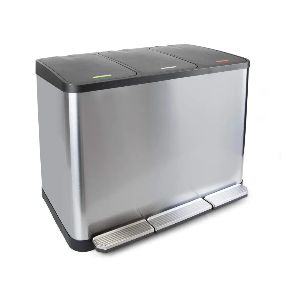 Emuca Harmony pattumiera 3 scomparti 45L acciaio soft