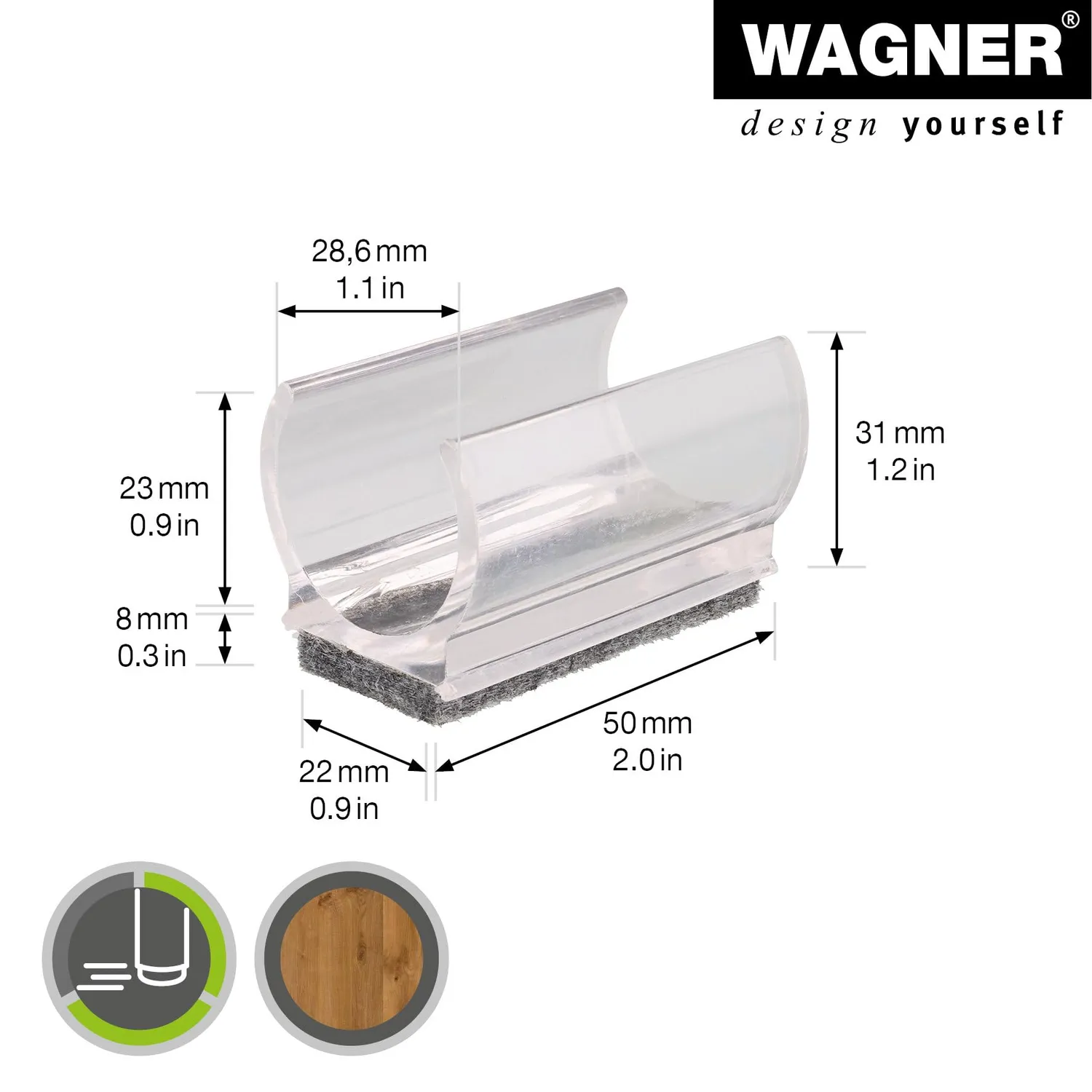 Wagner 15069499 feltrini tubi tondi 22-29 mm 4 pezzi
