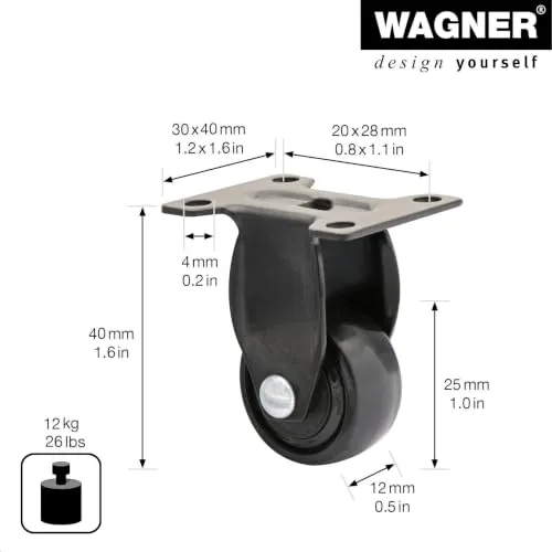 Wagner Design 3C RO 2427 ruota fissa 25 mm nera