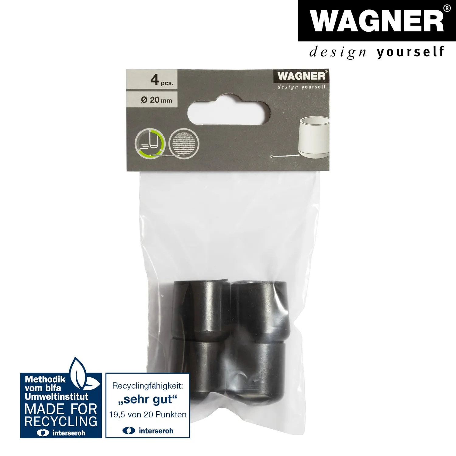 Wagner 15062099 tappi tubi tondi 4 pezzi neri 20 mm