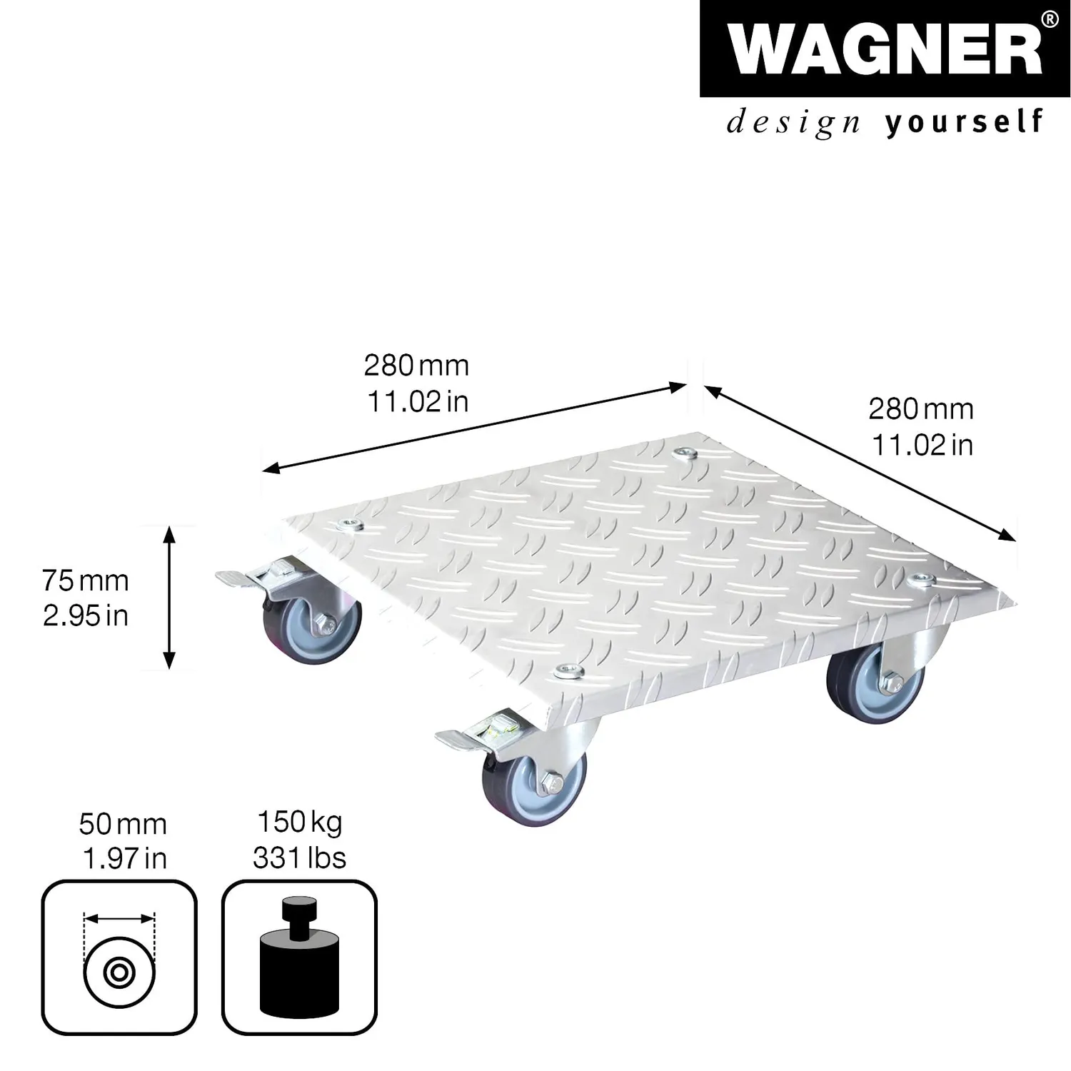 Wagner Alaska carrello piante 28x28 cm portata 150 kg