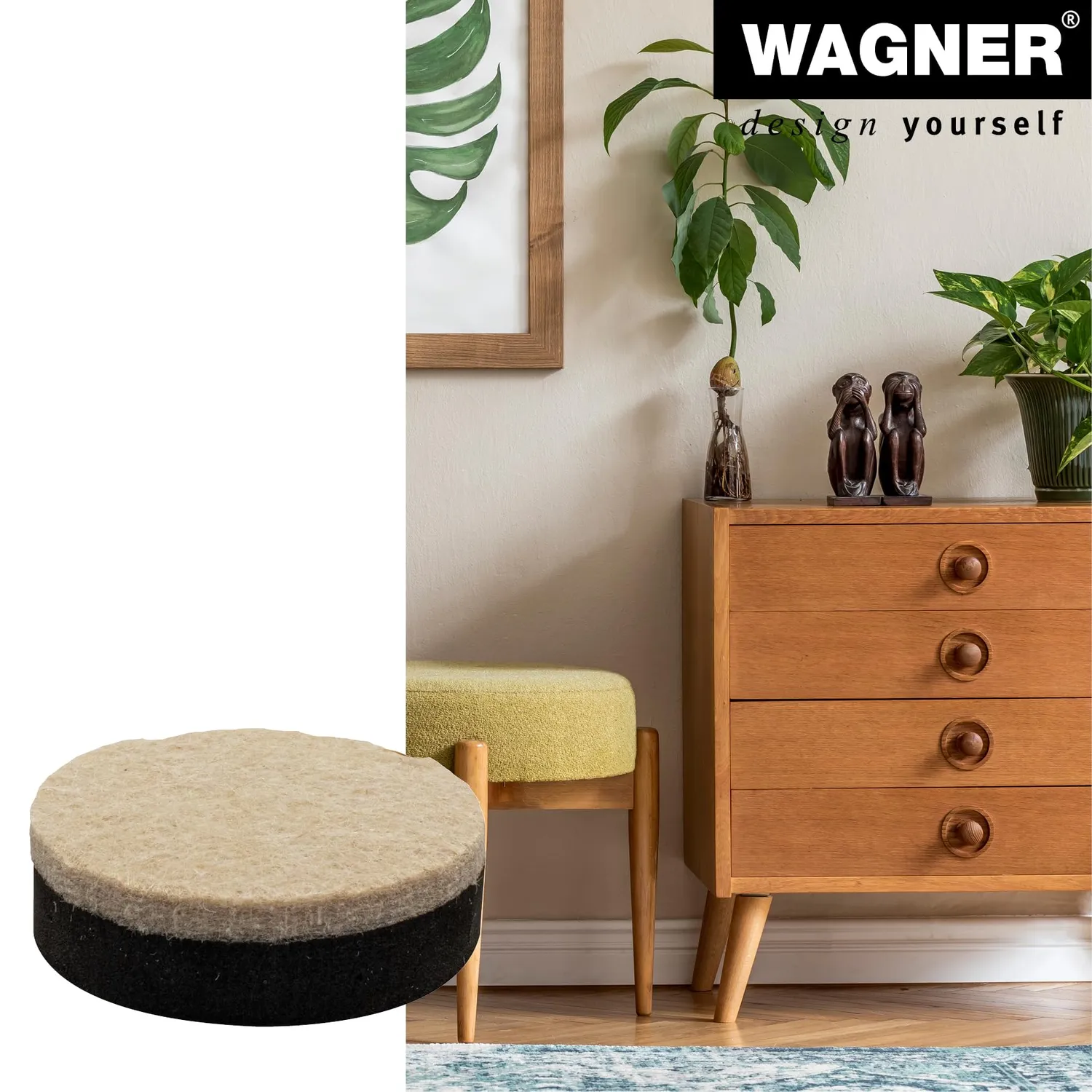 Wagner EH 1345 cuscinetti feltro 2 pezzi Ø45x15 mm autoadesivi