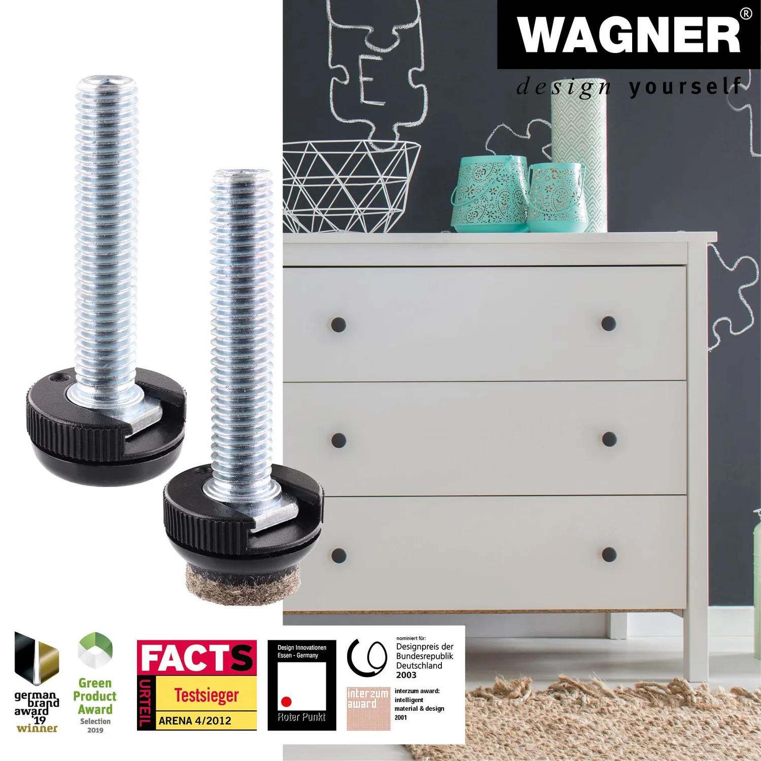 Wagner Justus Slim 15418599 piedini livellamento 4 pezzi feltro