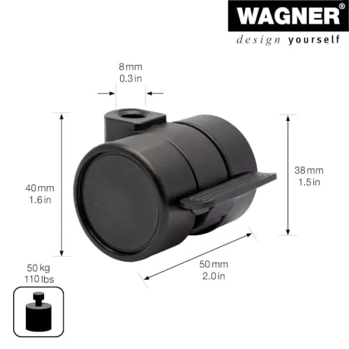 Wagner Design RO0212 rotella mobili nera con freno 1 pz 50 kg