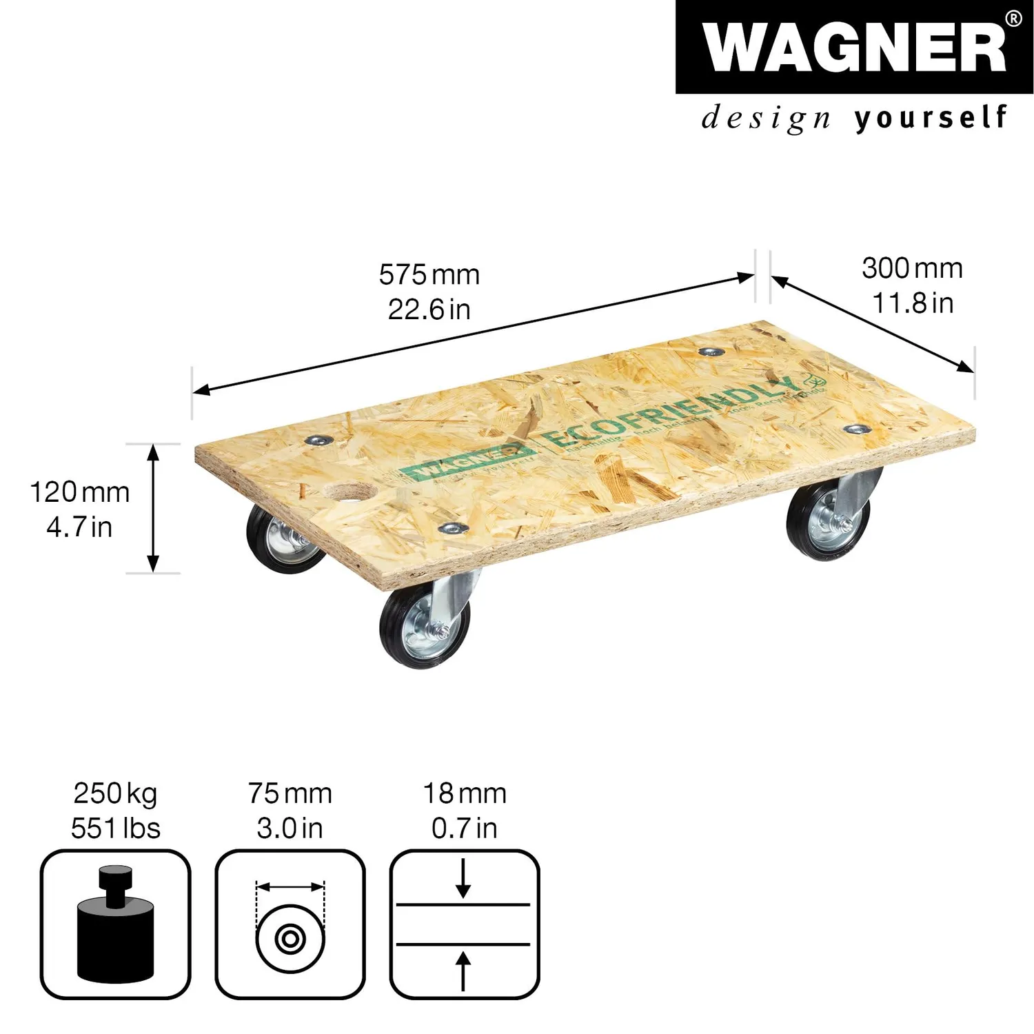 Wagner MM 1140 20114001 carrello trasporto 57,5x30 250 kg