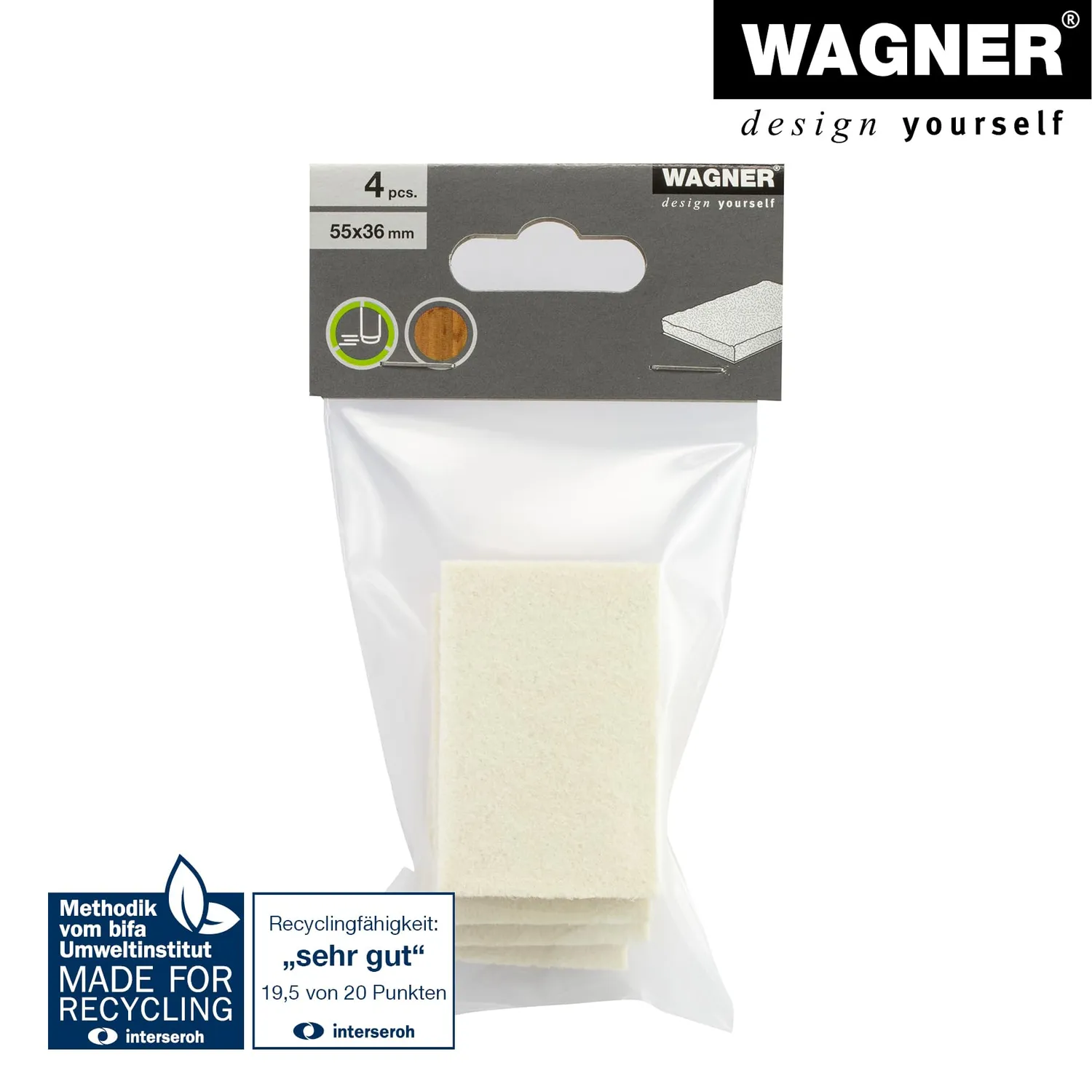 Wagner Big Pads 15125699 feltrini 36x55 mm 4 pezzi lana