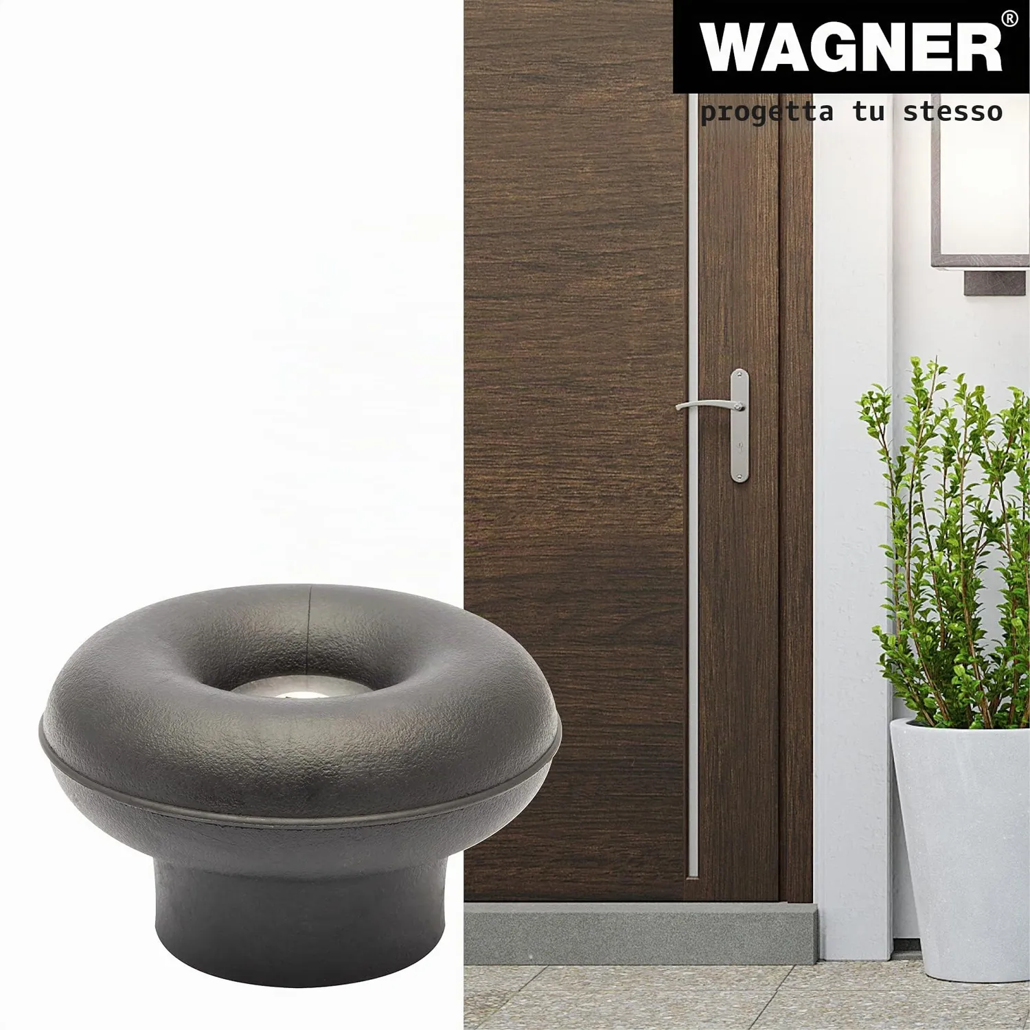 WAGNER Fermaporta Pavimento Outdoor Pulsante Gomma 50x30 mm