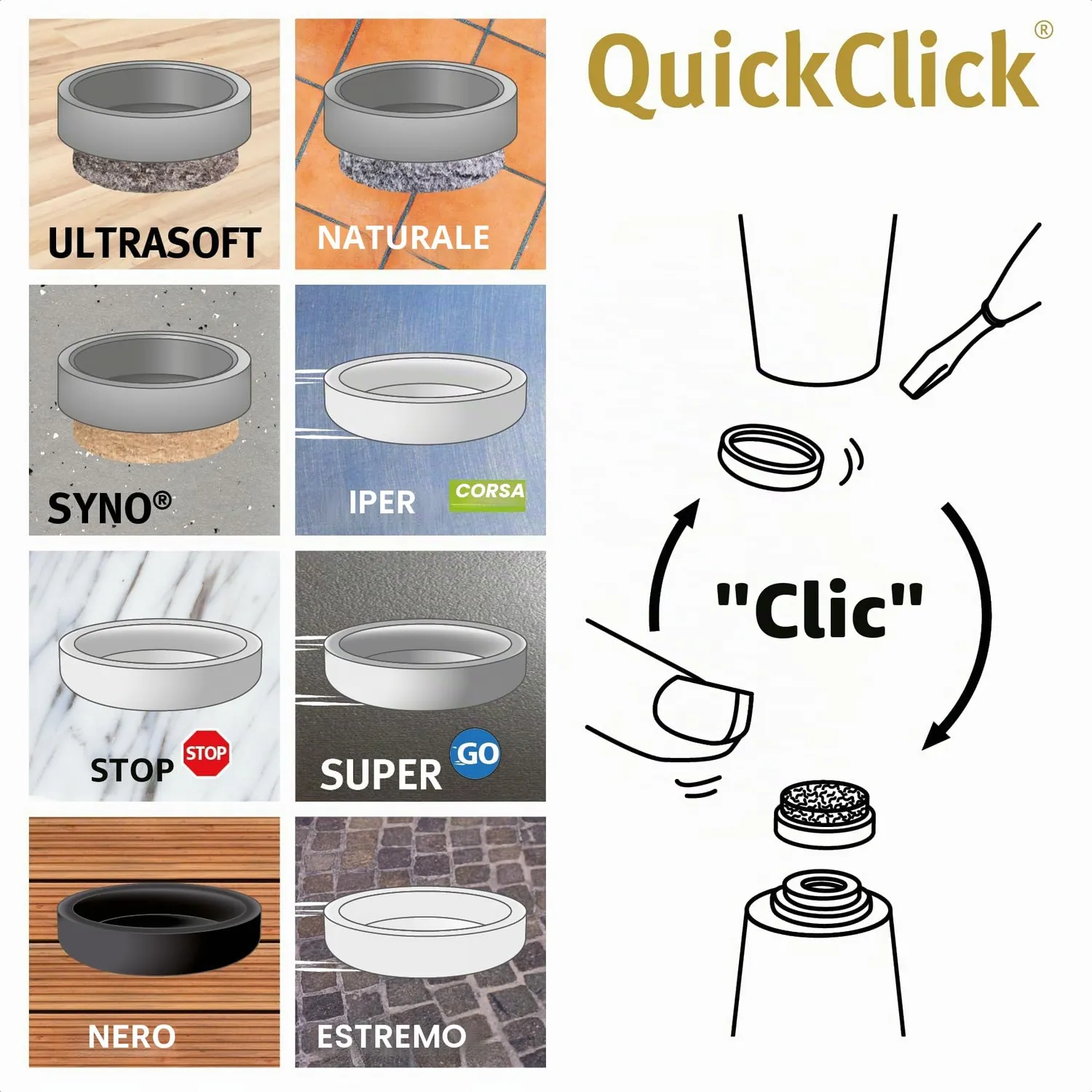 Wagner QuickClick feltrini avvitare 17 mm 4 pezzi lana