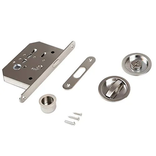 Emuca Kit Serratura Scorrevole Rotonda 57 mm Nichel Porte 35-40