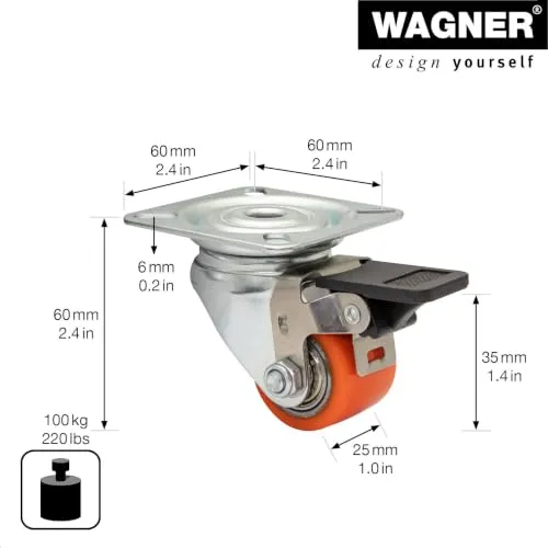 Wagner Mini RO 7935 rotella Ø 35 mm rossa freno 1 pz parquet