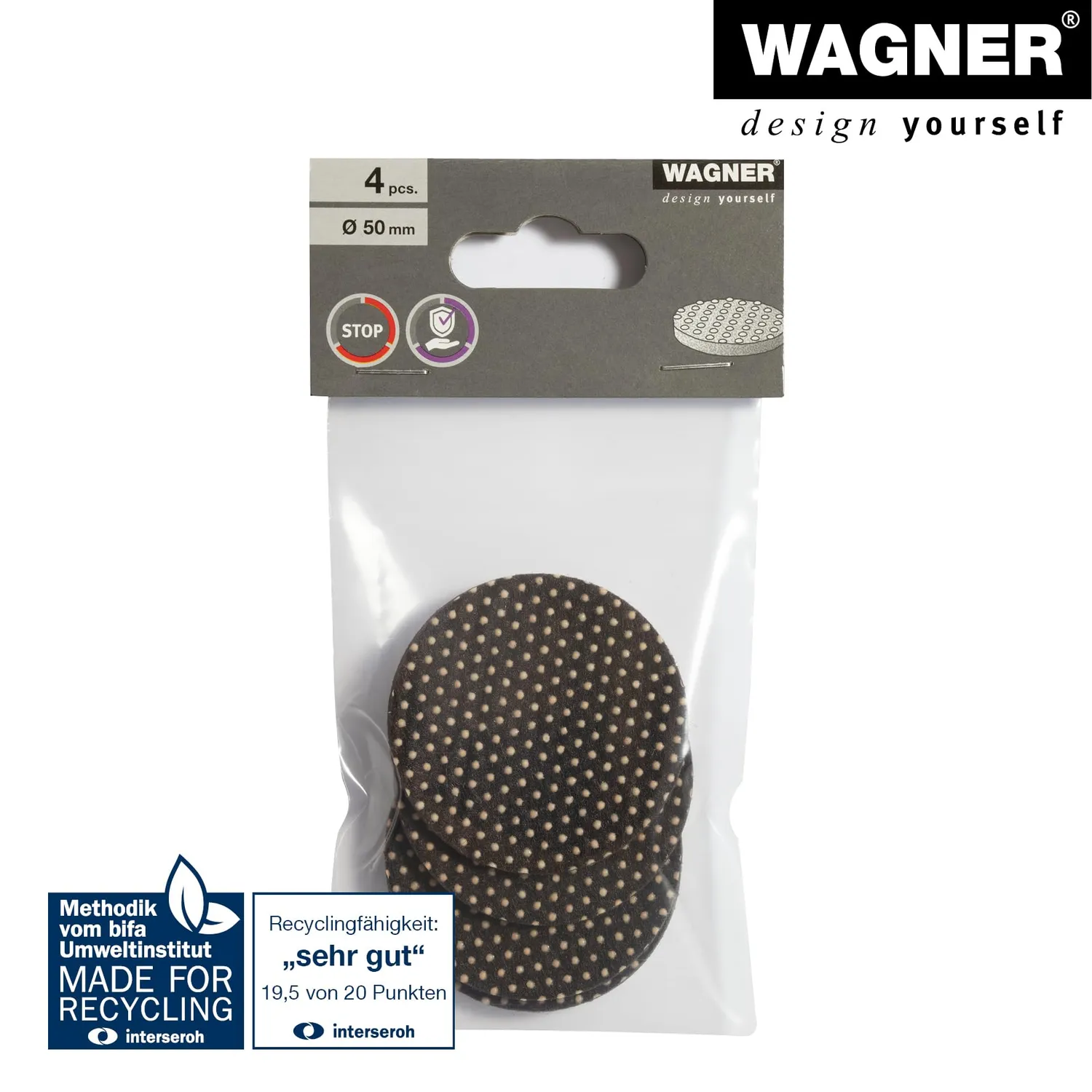 Wagner 16015099 cuscinetti antiscivolo 4 pezzi Ø 50 mm feltro