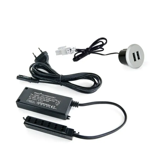 Emuca 5070625 Caricabatterie USB Incasso 2 Prese Grigio