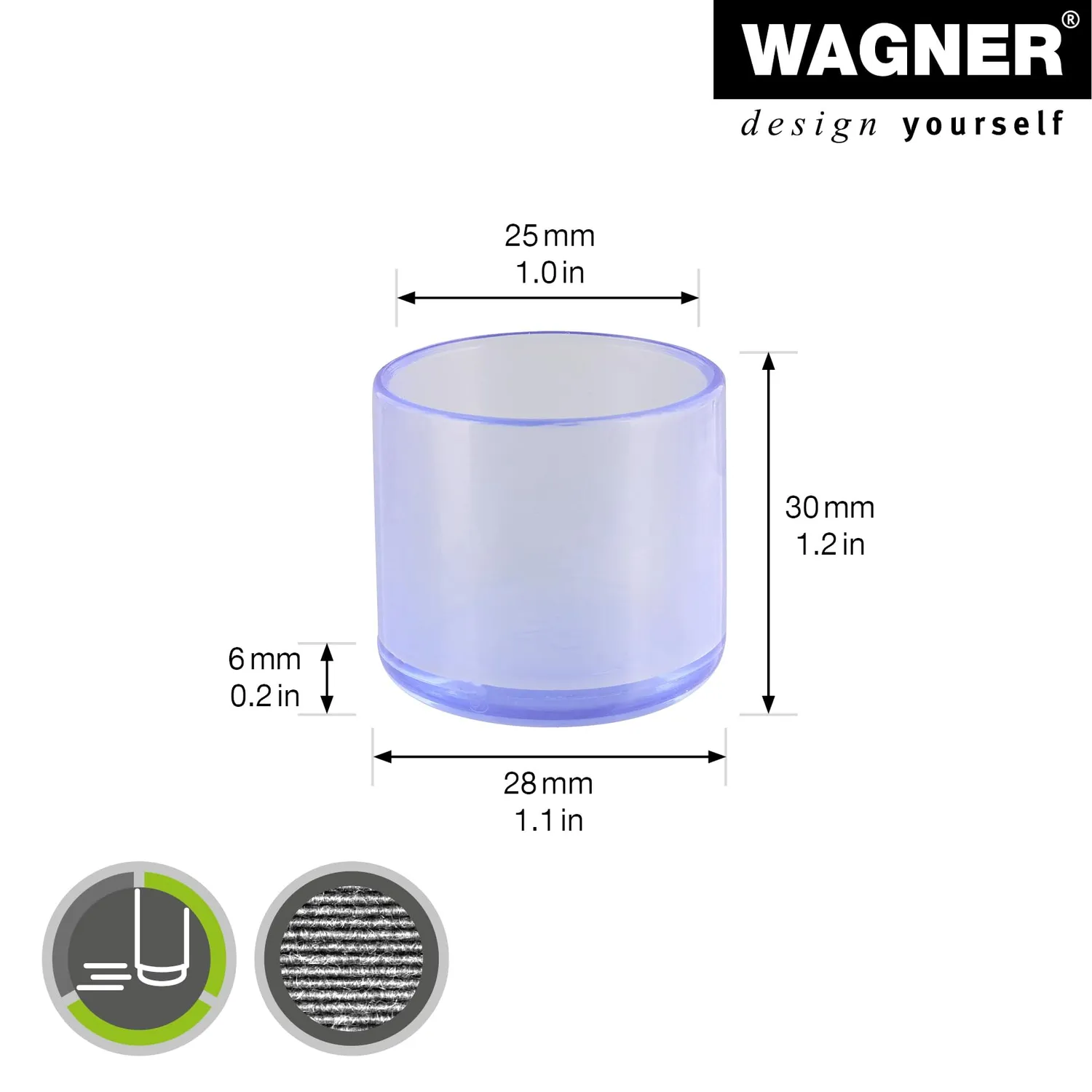 Wagner 15067399 EH 0673 tappi tubolari trasparenti 4 pezzi