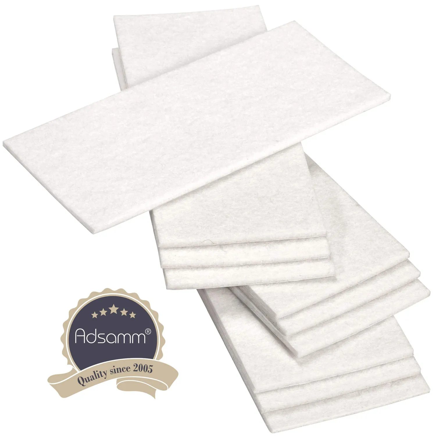 Adsamm feltro autoadesivo 80x180 mm bianco 10 fogli spessore 3,5 mm