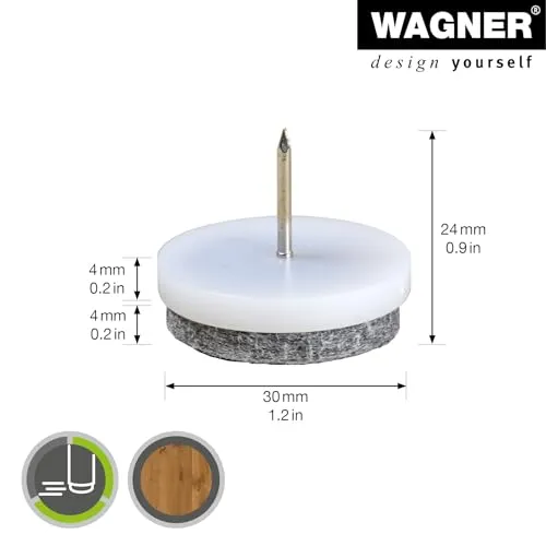 Wagner 15082899 feltrini da inchiodare Ø 30 mm bianco 4 pezzi feltro