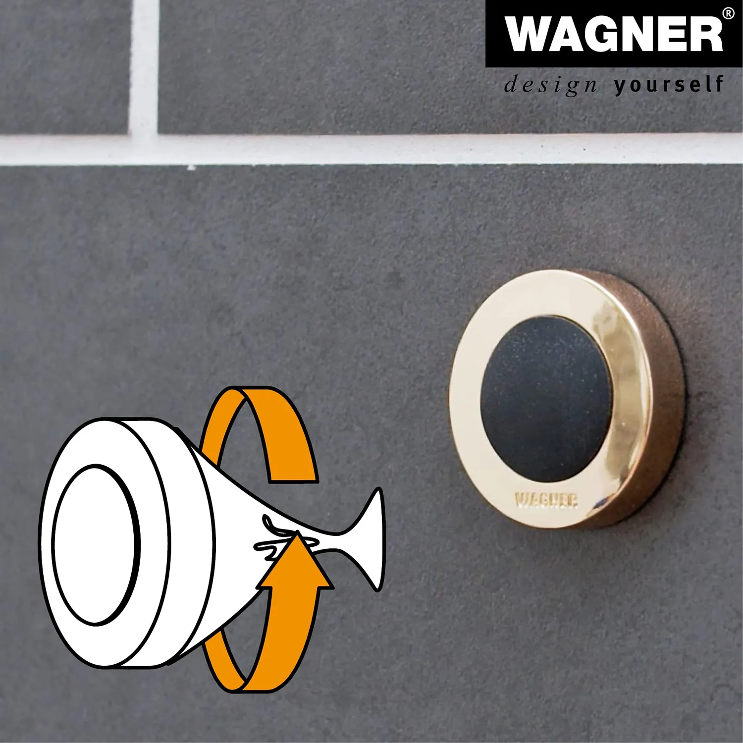 Wagner 15513711 fermaporta a muro oro/nero Ø38 mm
