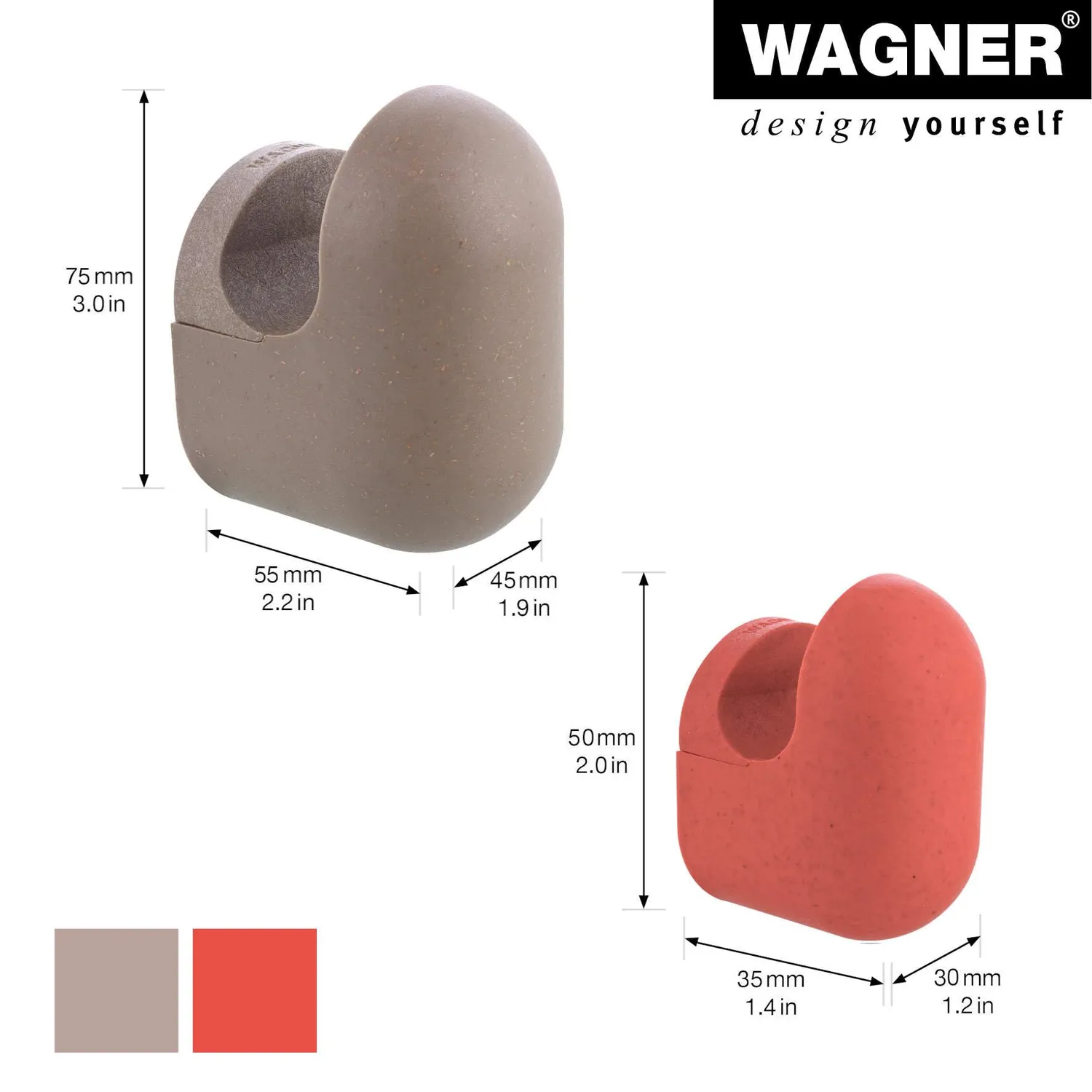 WAGNER hooks4home PILL ganci parete set 4 pezzi corallo
