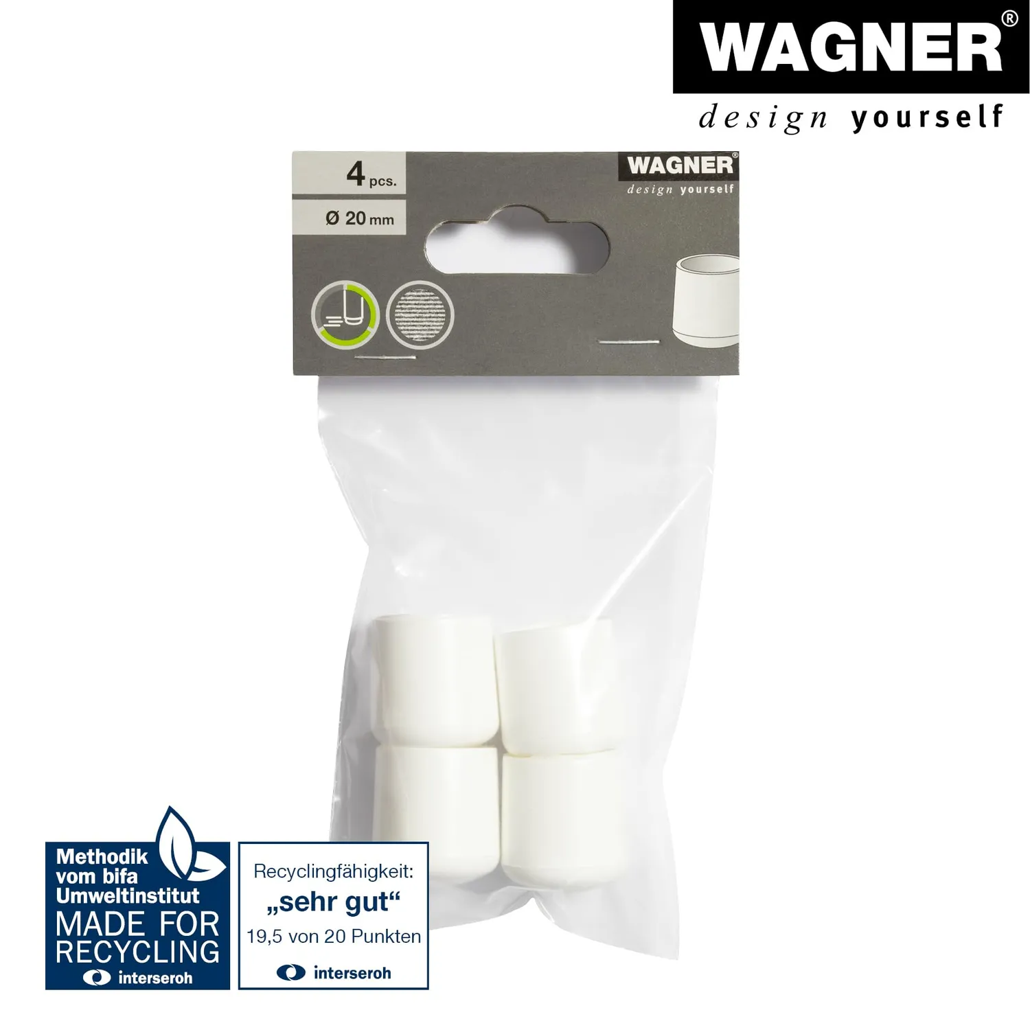 Wagner EH 0621 15062199 tappi tubo acciaio bianchi 20/24mm 4 pezzi