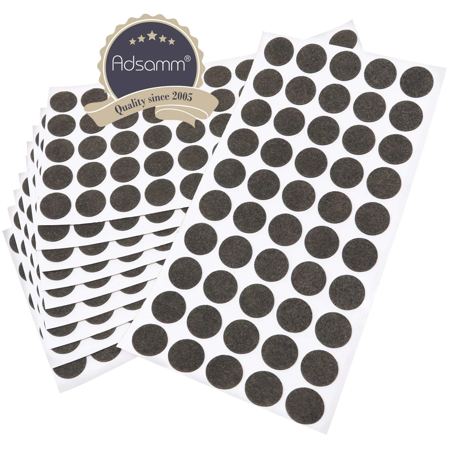 Adsamm ultrasottili feltrini per mobili rotondi Ø20mm marroni 500pz 1,5mm