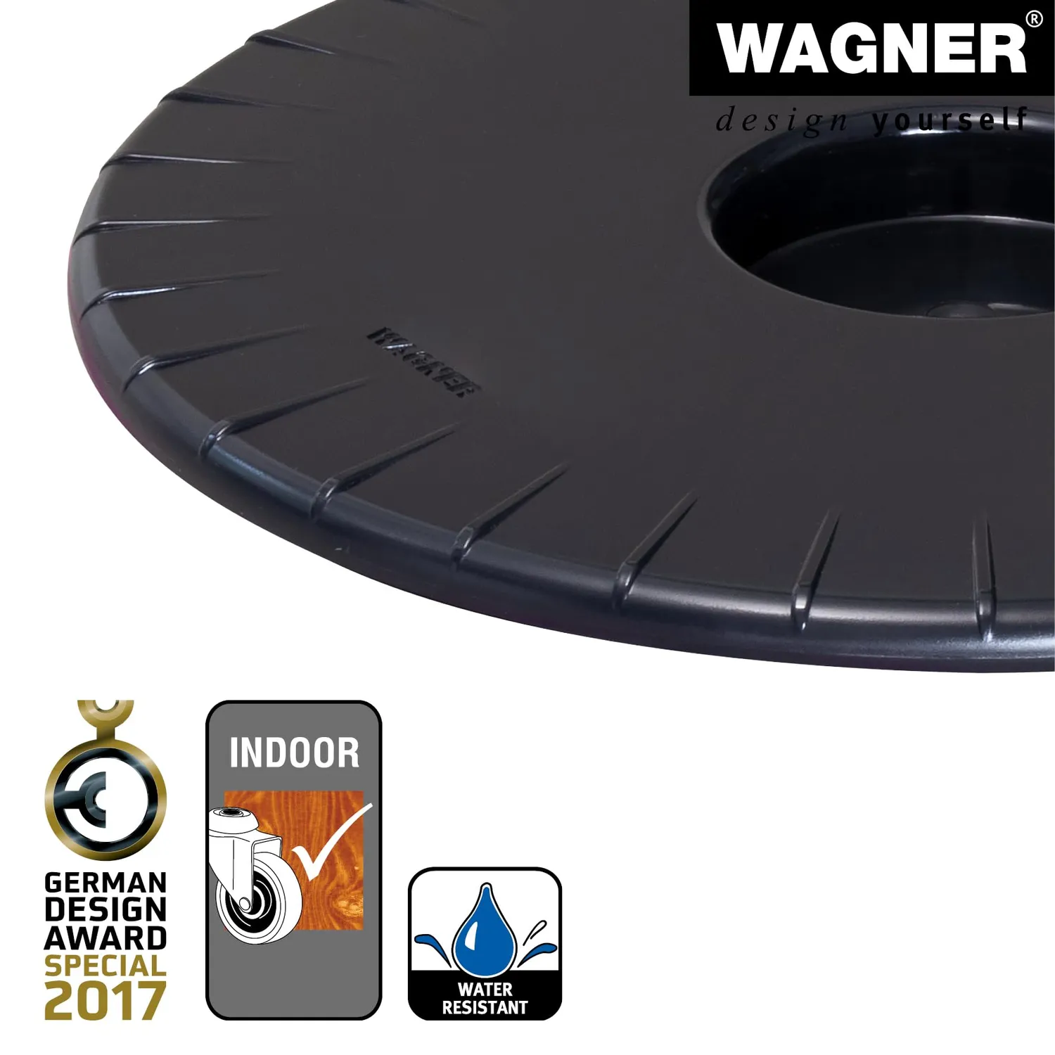 Wagner Ultraflat Sottovaso Ø30 cm Nero 100 kg