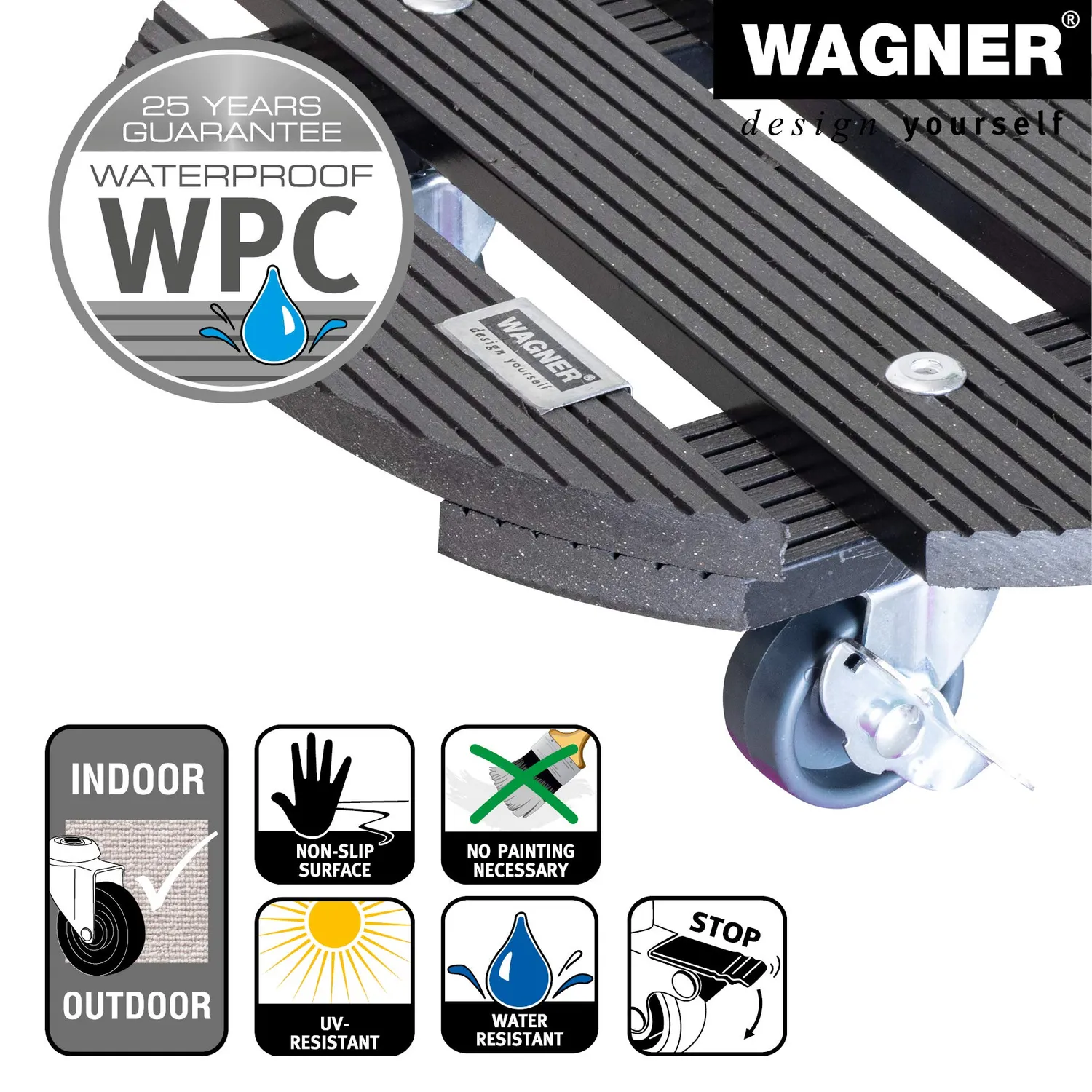 WAGNER WPC 20052501 Carrello Piante Ø29 cm Antracite 100 kg