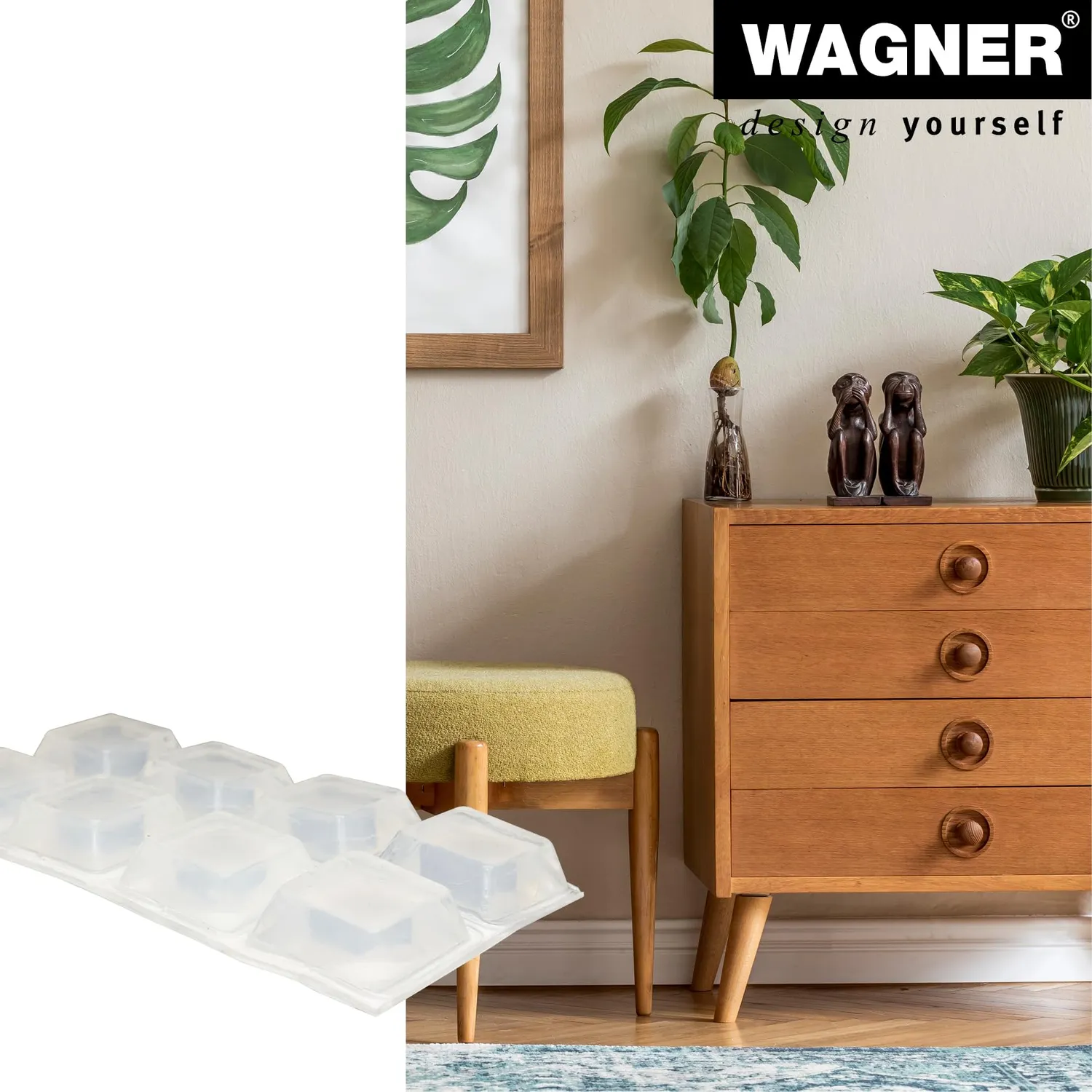 Wagner 15312099 Paracolpi Elastici 20x20 8 Pezzi Trasparenti