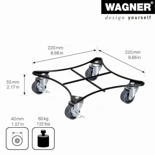 Wagner Retro Style 20094001 carrello piante nero Ø30 cm 60 kg