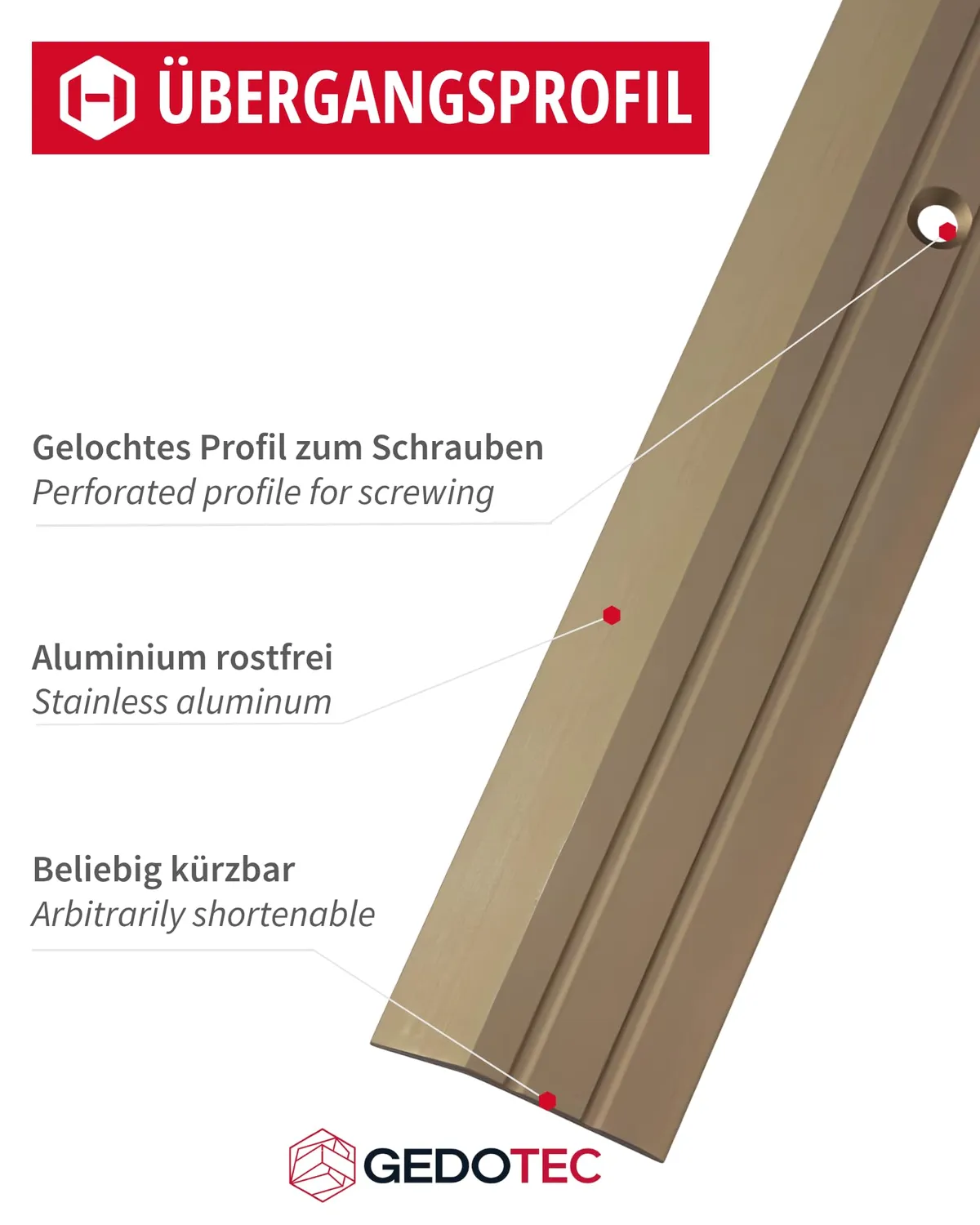 Gedotec Profilo Transizione Alluminio Bronzo 100 cm