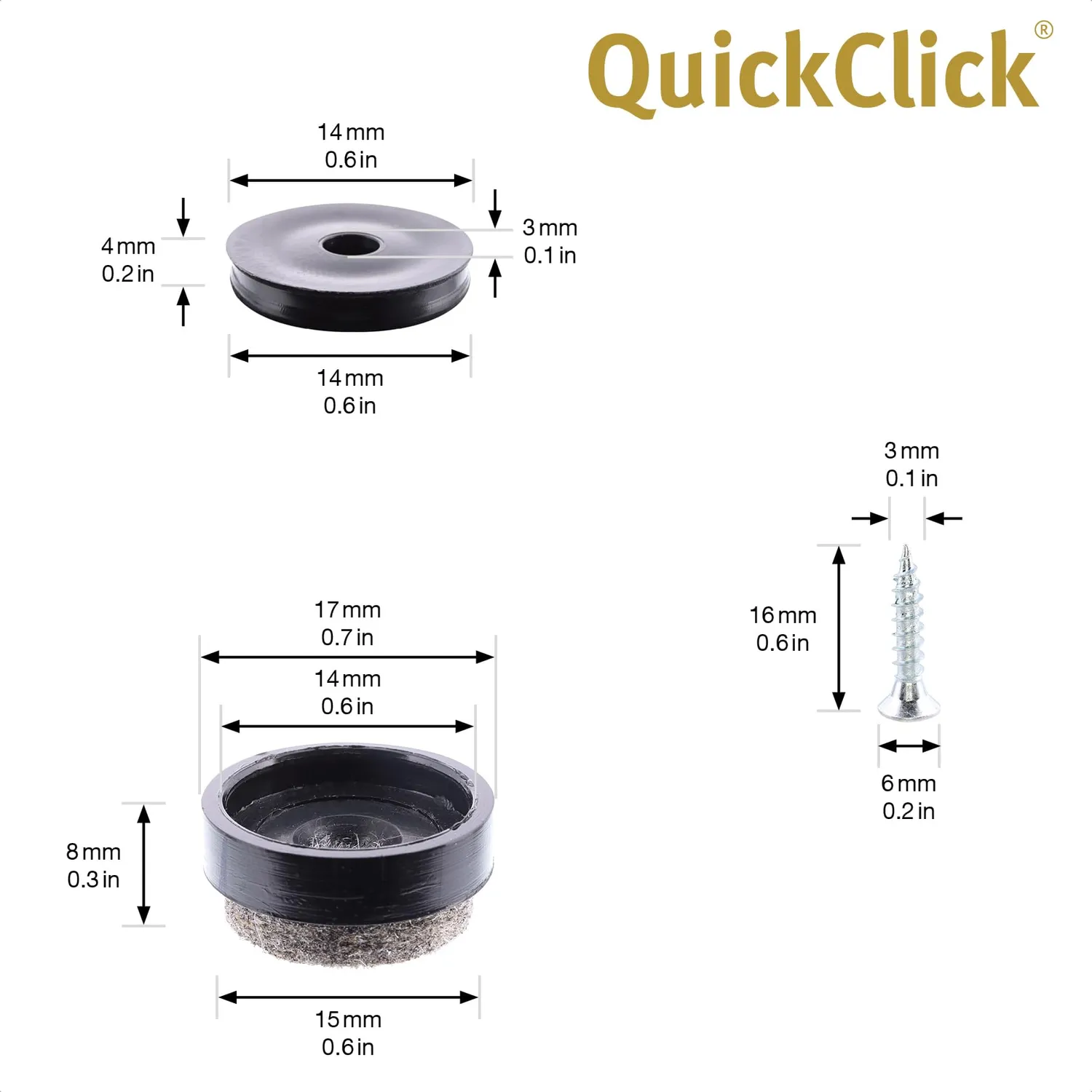 WAGNER QuickClick 15808300 feltrini 4 pz Ø 17 mm feltro lana