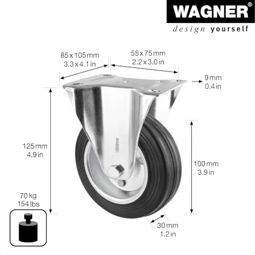 Wagner 04810401 RO 8104 rotella fissa 100 mm gomma
