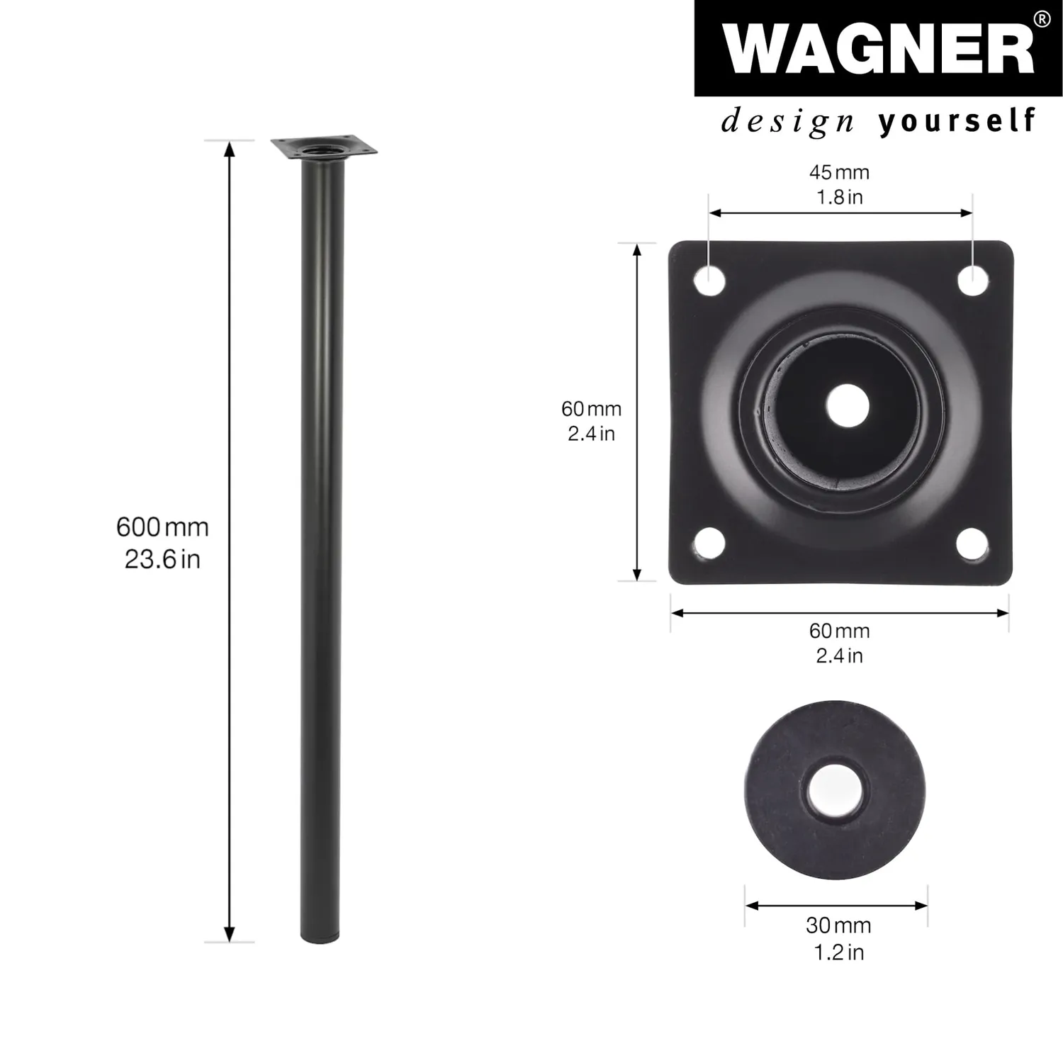 Wagner Classic ST 1060 gamba mobili nera 60 cm