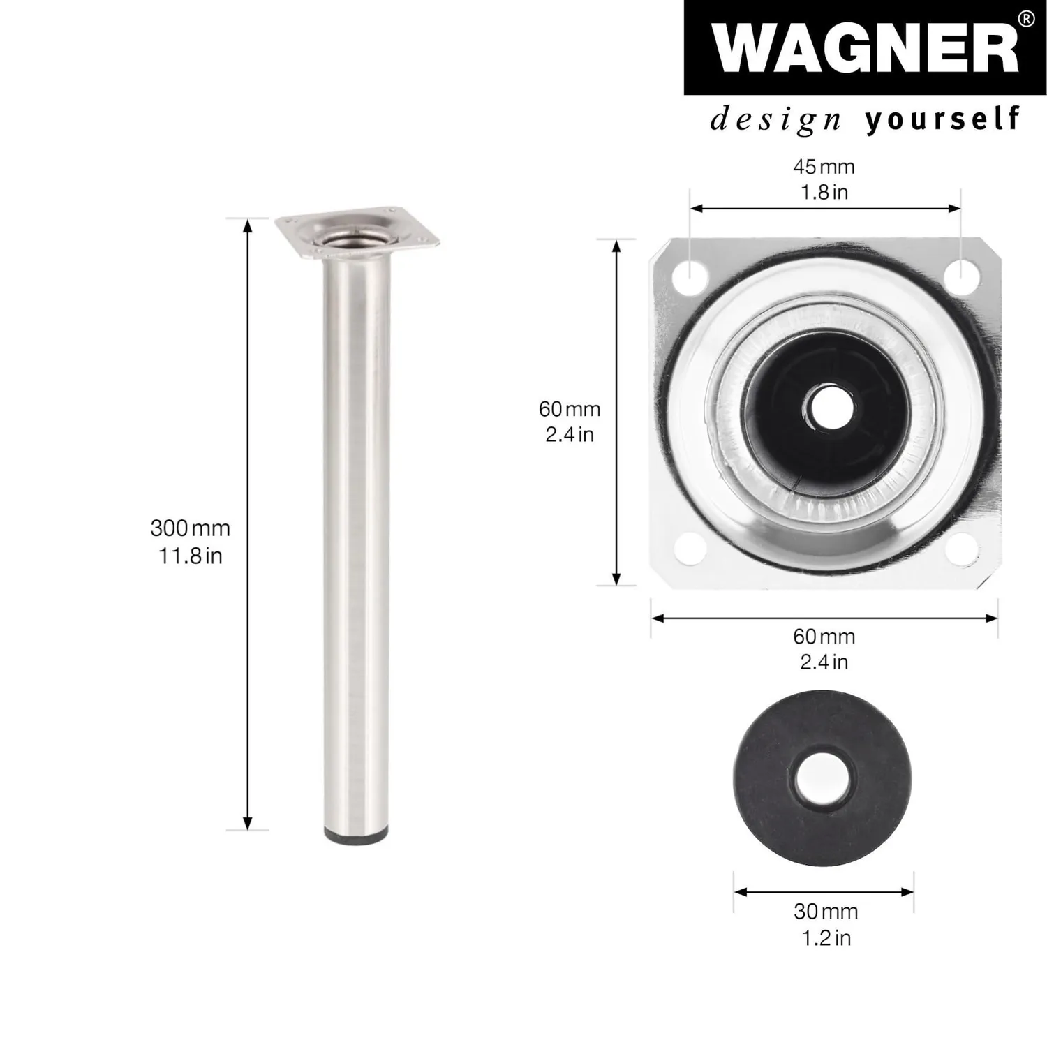 Wagner Classic ST 1130 gamba mobili inox 30 cm