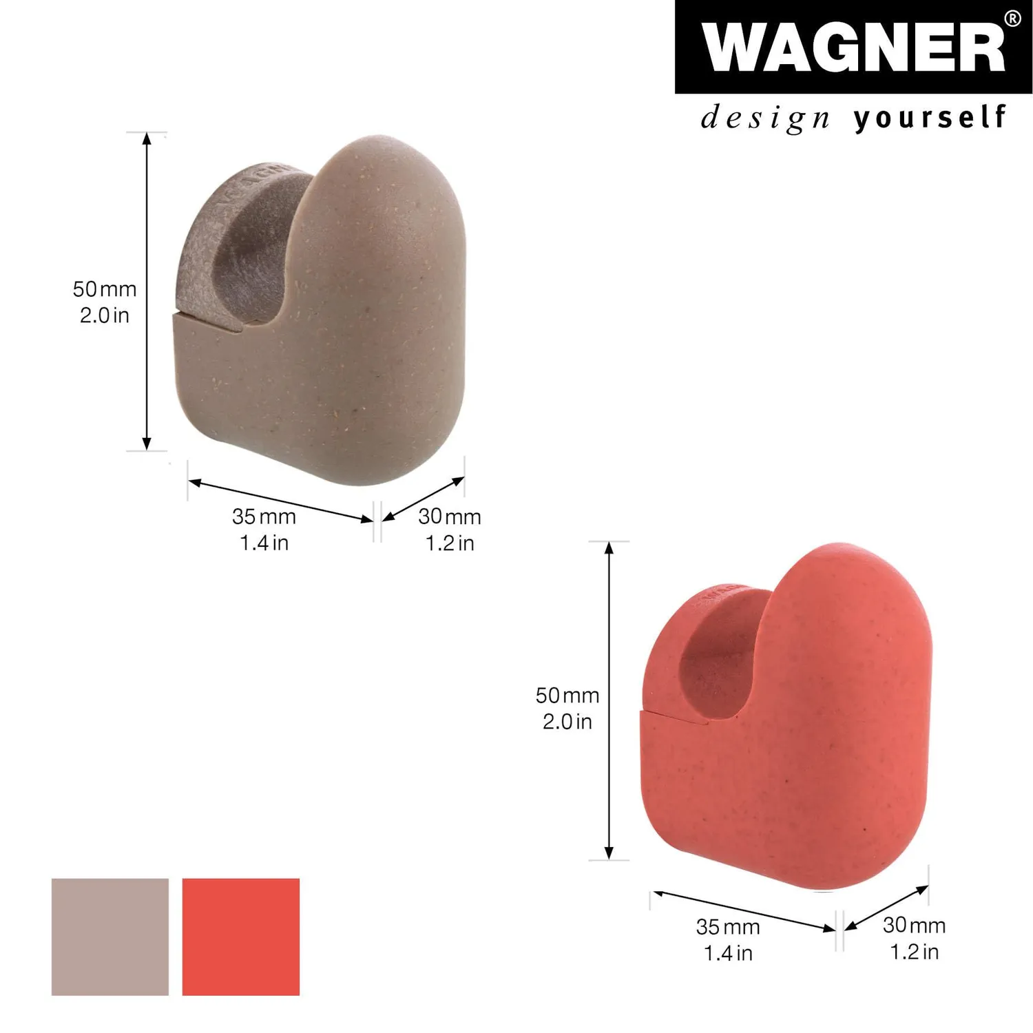 Wagner hooks4home Pill ganci parete taupe corallo 4 pezzi